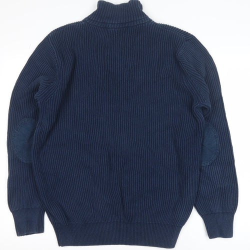 Crew Clothing Co. Men's Blue Cotton 1/4 Zip Jumper L