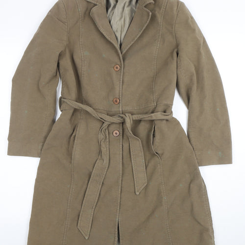 Wallis Women Beige Petite 14 Belted Cotton Blend Trench Coat
