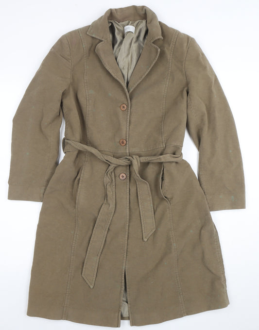Wallis Women Beige Petite 14 Belted Cotton Blend Trench Coat