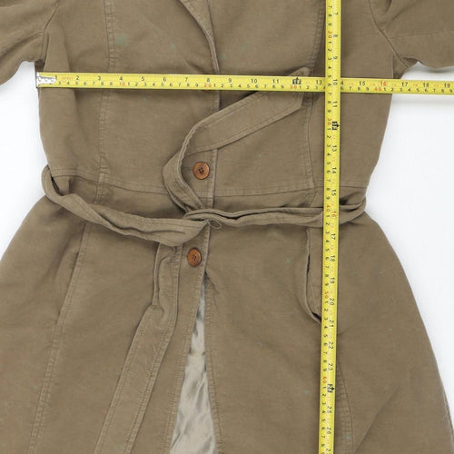 Wallis Women Beige Petite 14 Belted Cotton Blend Trench Coat