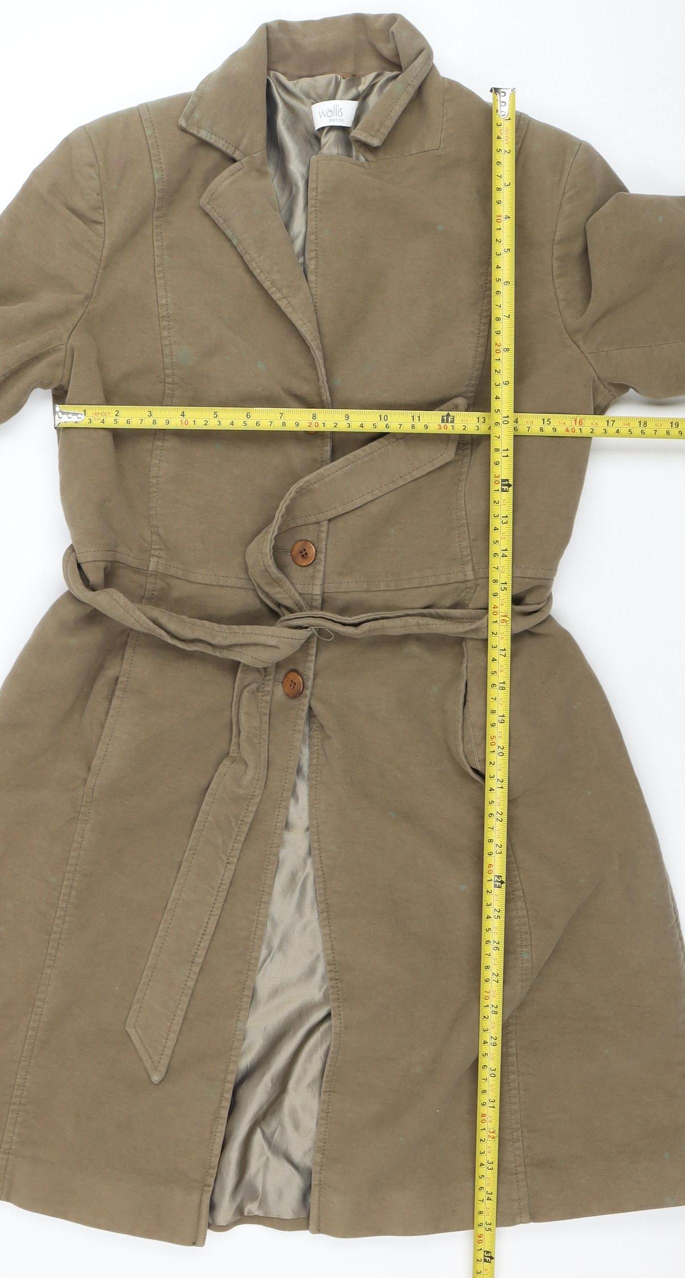 Wallis Women Beige Petite 14 Belted Cotton Blend Trench Coat