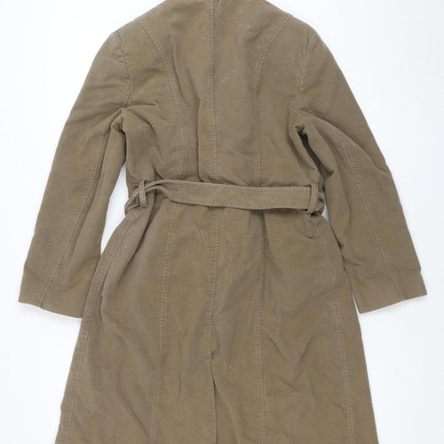 Wallis Women Beige Petite 14 Belted Cotton Blend Trench Coat