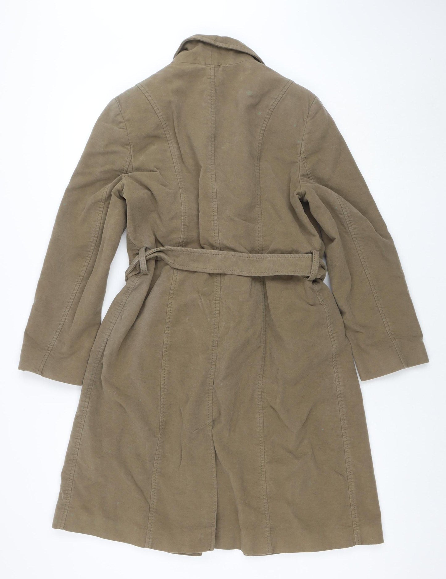 Wallis Women Beige Petite 14 Belted Cotton Blend Trench Coat
