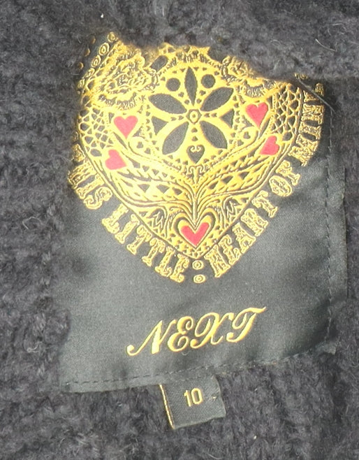 Next Women's Black Wool Blend Belted Chunky Knit Cardigan Size 10