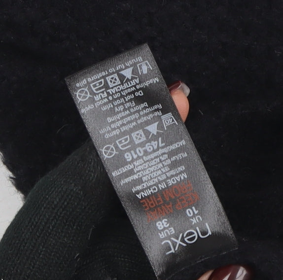 Next Women's Black Wool Blend Belted Chunky Knit Cardigan Size 10