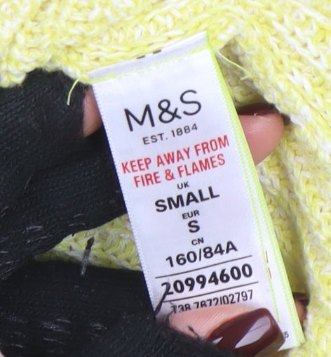 Marks and Spencer Women's Yellow Cotton Knit Jumper S