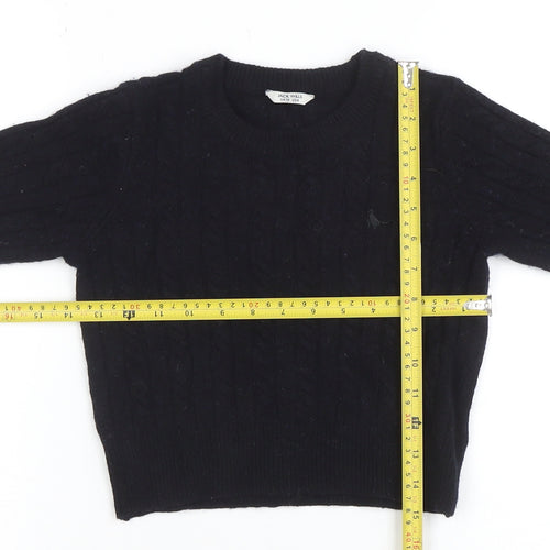 Jack Wills Womens Black Cable Knit Crew Neck Jumper Size 10