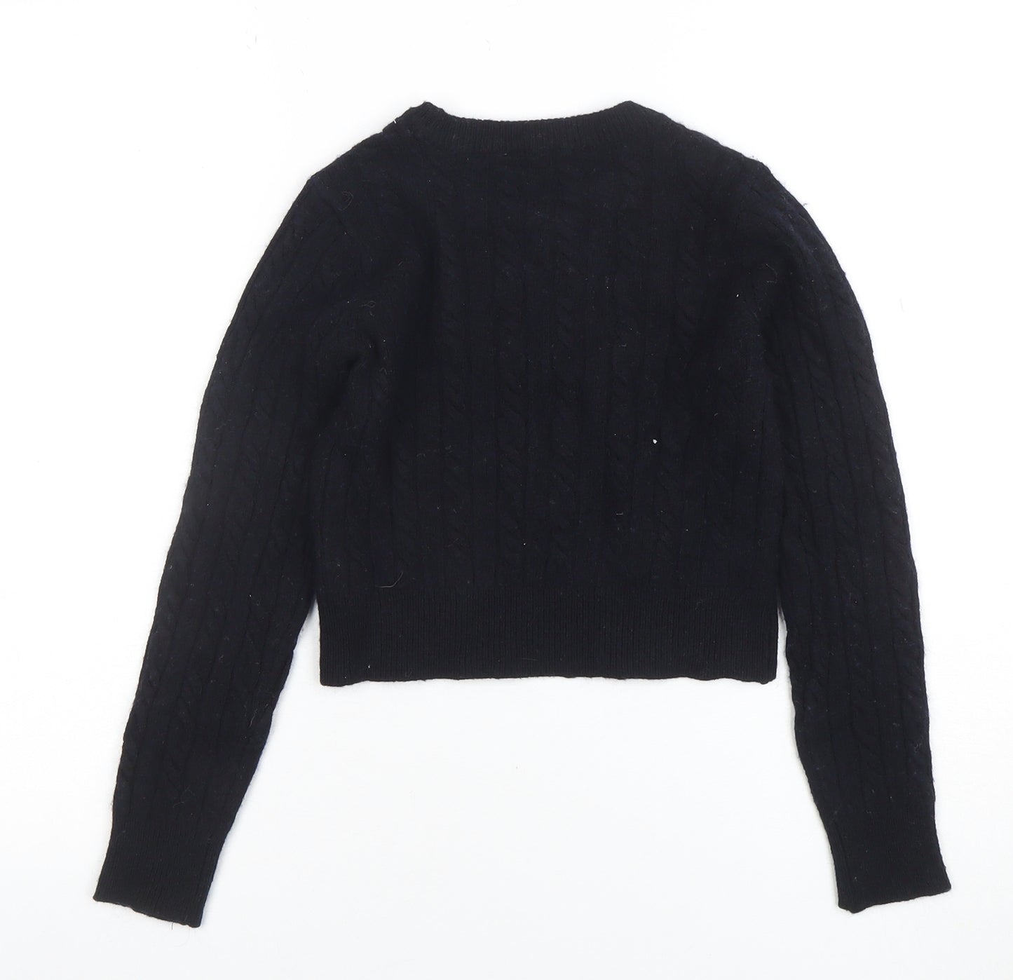 Jack Wills Womens Black Cable Knit Crew Neck Jumper Size 10