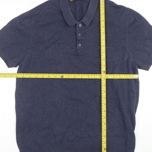 Ben Sherman Men's Blue Cotton Knit Polo Shirt Size M Short Sleeve
