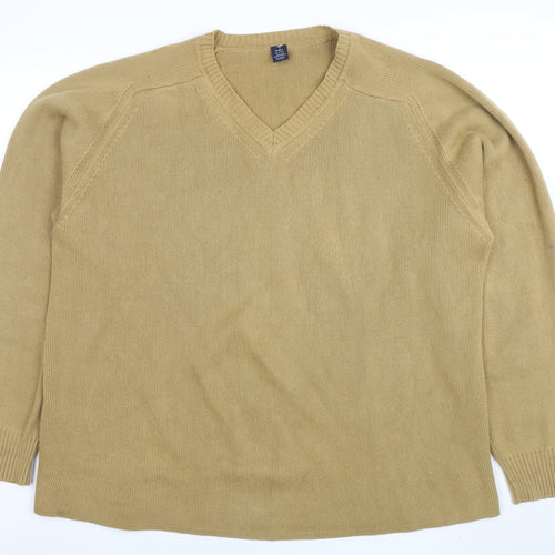 GAP Mens Beige XL Cotton V-Neck Knit Jumper