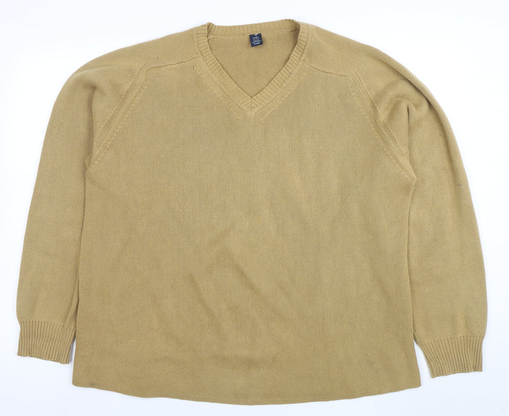 GAP Mens Beige XL Cotton V-Neck Knit Jumper