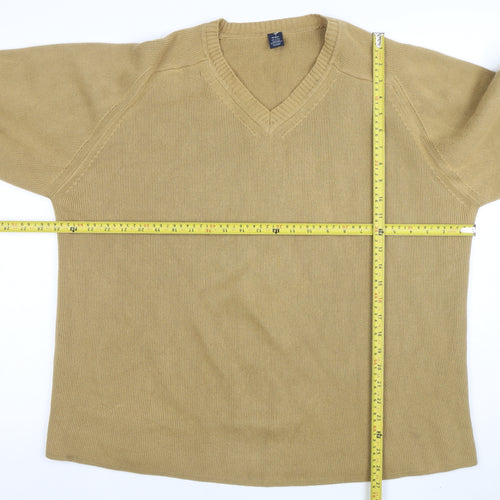 GAP Mens Beige XL Cotton V-Neck Knit Jumper