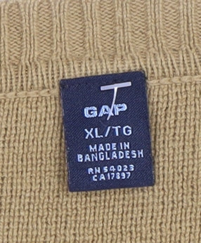 GAP Mens Beige XL Cotton V-Neck Knit Jumper