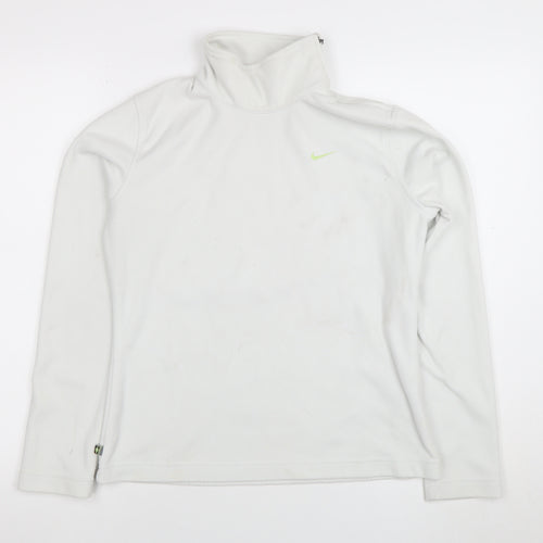 Nike Women White M Pullover Fleece Sweatshirt Long Sleeve