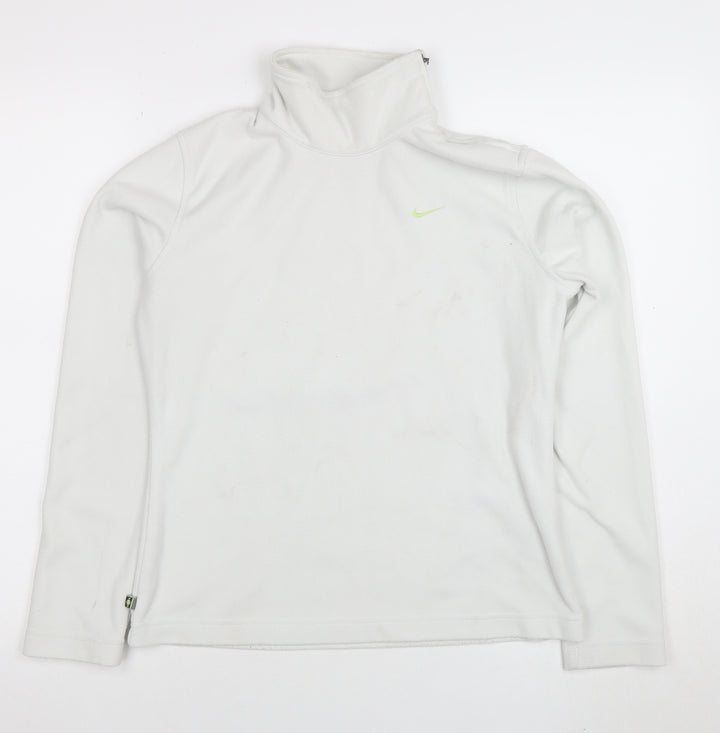 Nike Women White M Pullover Fleece Sweatshirt Long Sleeve