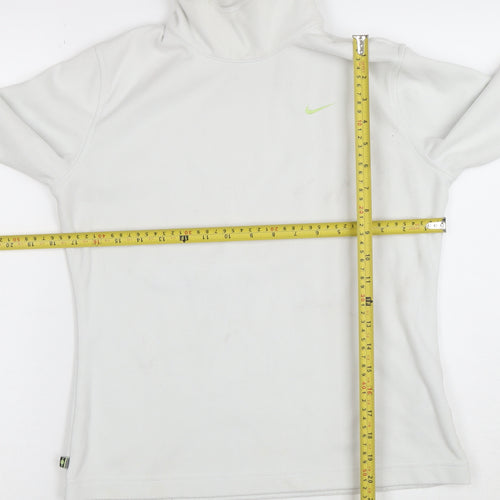 Nike Women White M Pullover Fleece Sweatshirt Long Sleeve