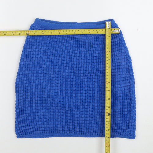 Miss Selfridge Women Blue S Knit Stretch Mini Skirt