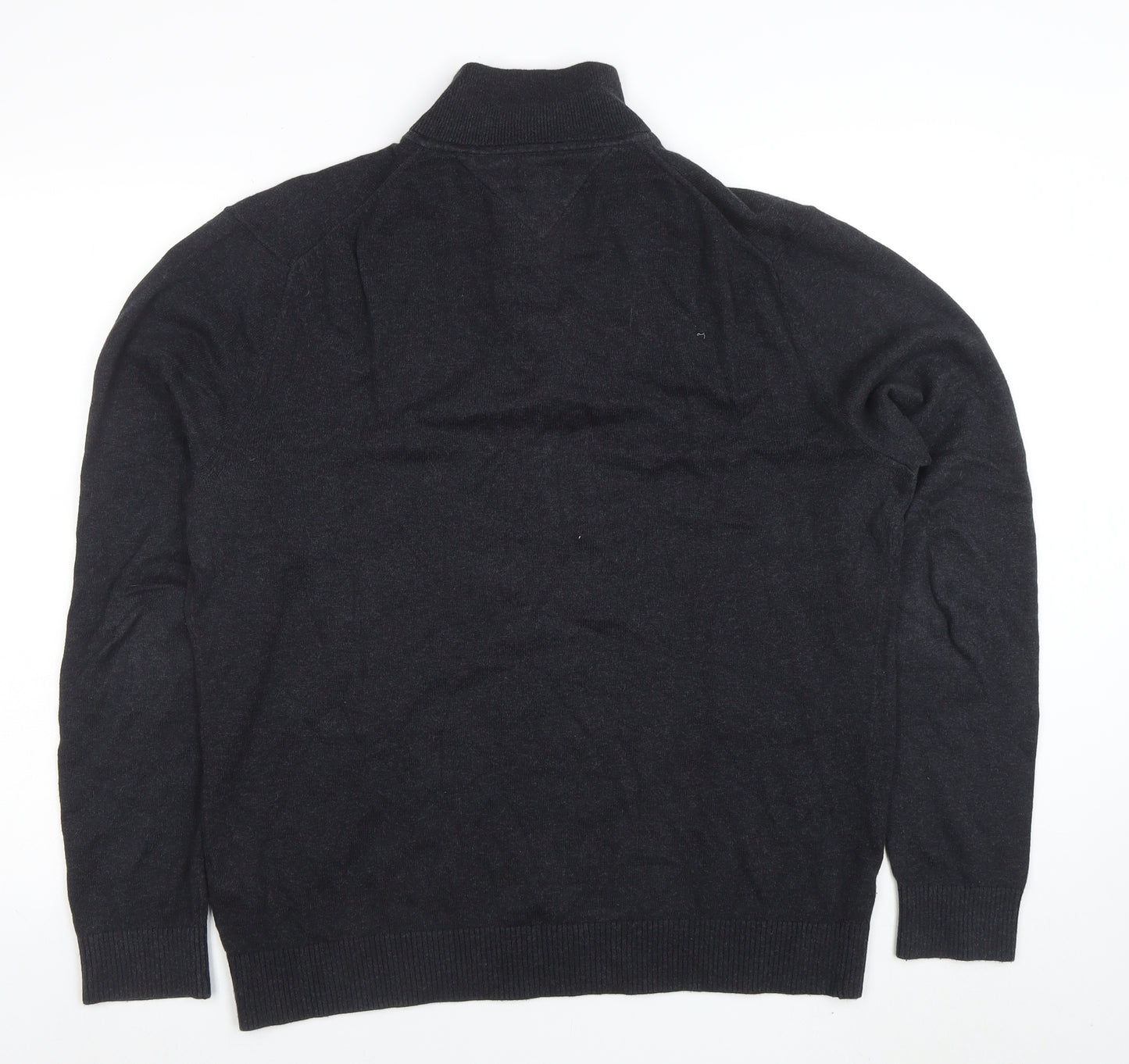 Tommy Hilfiger Men’s Black XL Henley Jumper Cotton Cashmere