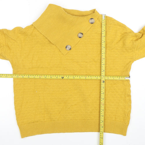 Apricot Women's Yellow Collared Button Pullover Jumper UK 12