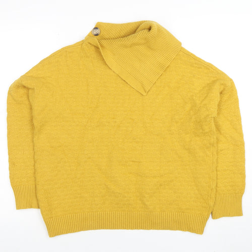 Apricot Women's Yellow Collared Button Pullover Jumper UK 12