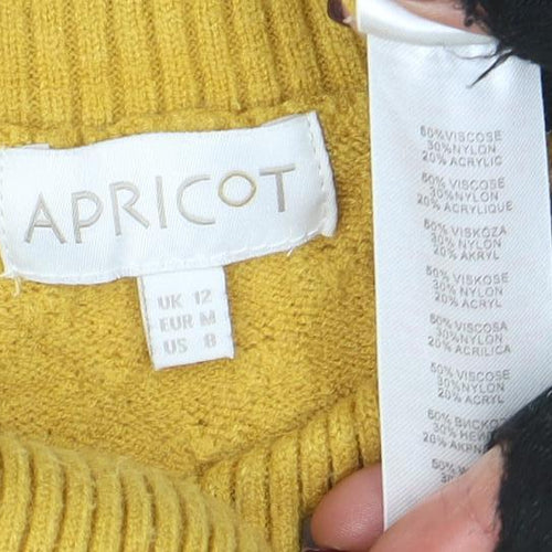 Apricot Women's Yellow Collared Button Pullover Jumper UK 12