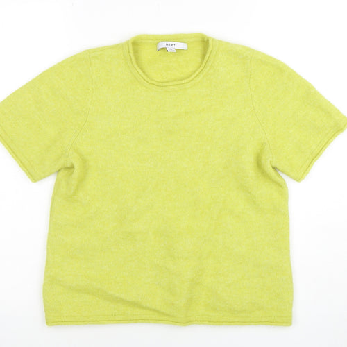 Next Womens Yellow Short Sleeve Cotton Blend Knit T-Shirt M