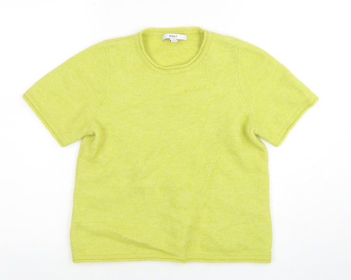Next Womens Yellow Short Sleeve Cotton Blend Knit T-Shirt M