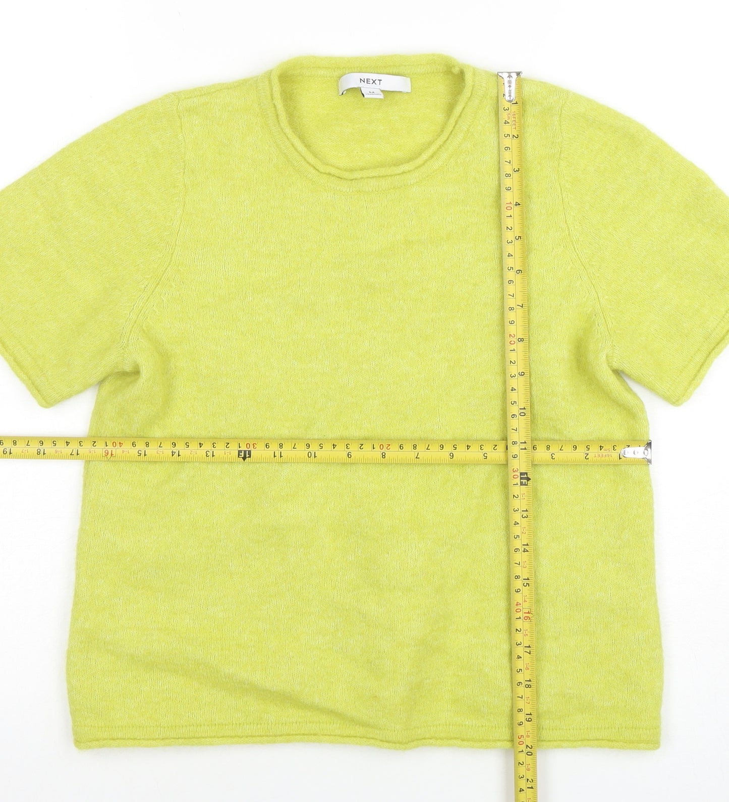 Next Womens Yellow Short Sleeve Cotton Blend Knit T-Shirt M