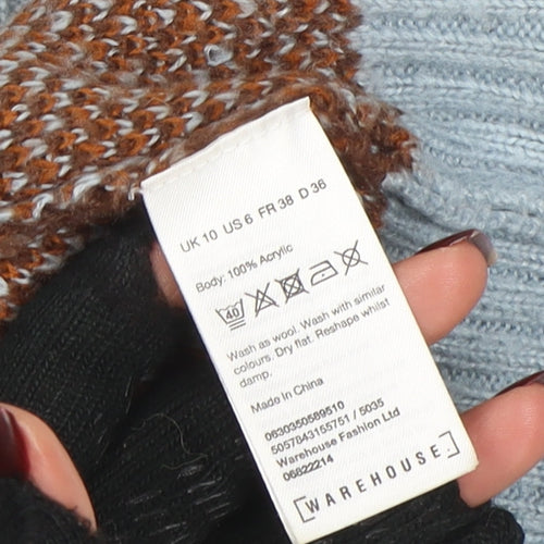 Warehouse Women's Multicoloured Leopard Knit High Neck Jumper Size 10