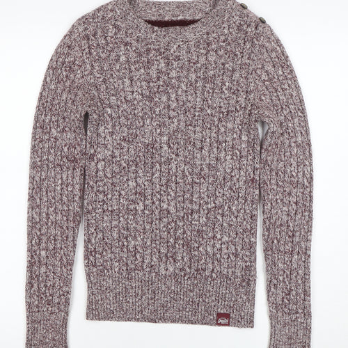 Superdry Women's Brown Cable-Knit Pullover Jumper Size 2XS