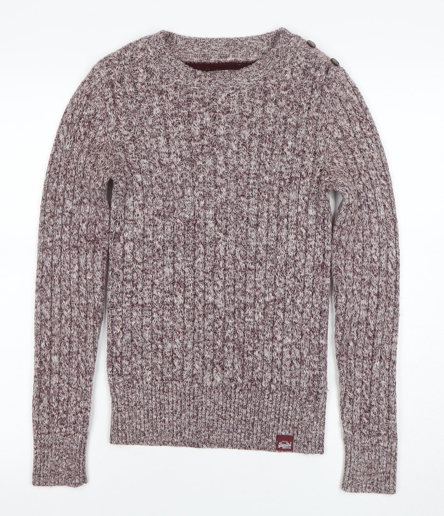 Superdry Women's Brown Cable-Knit Pullover Jumper Size 2XS