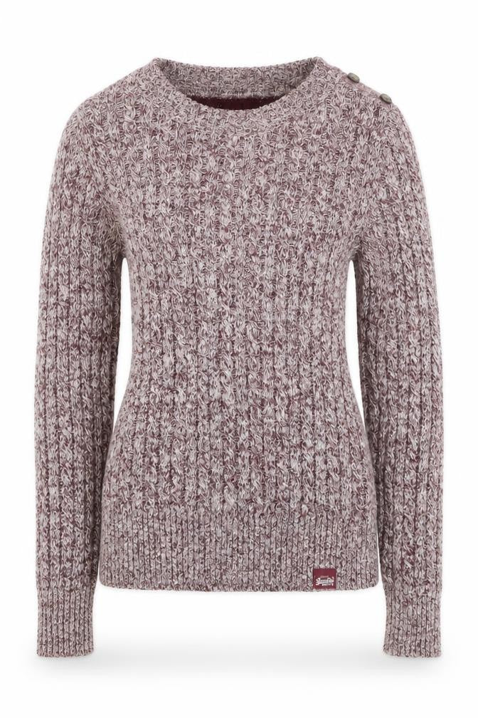 Front view of Superdry Women's Brown Cable-Knit jumper Size 2XS