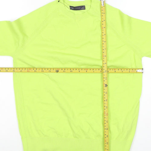 Marks and Spencer Women Green Knit Short Sleeve Crew Neck Top M