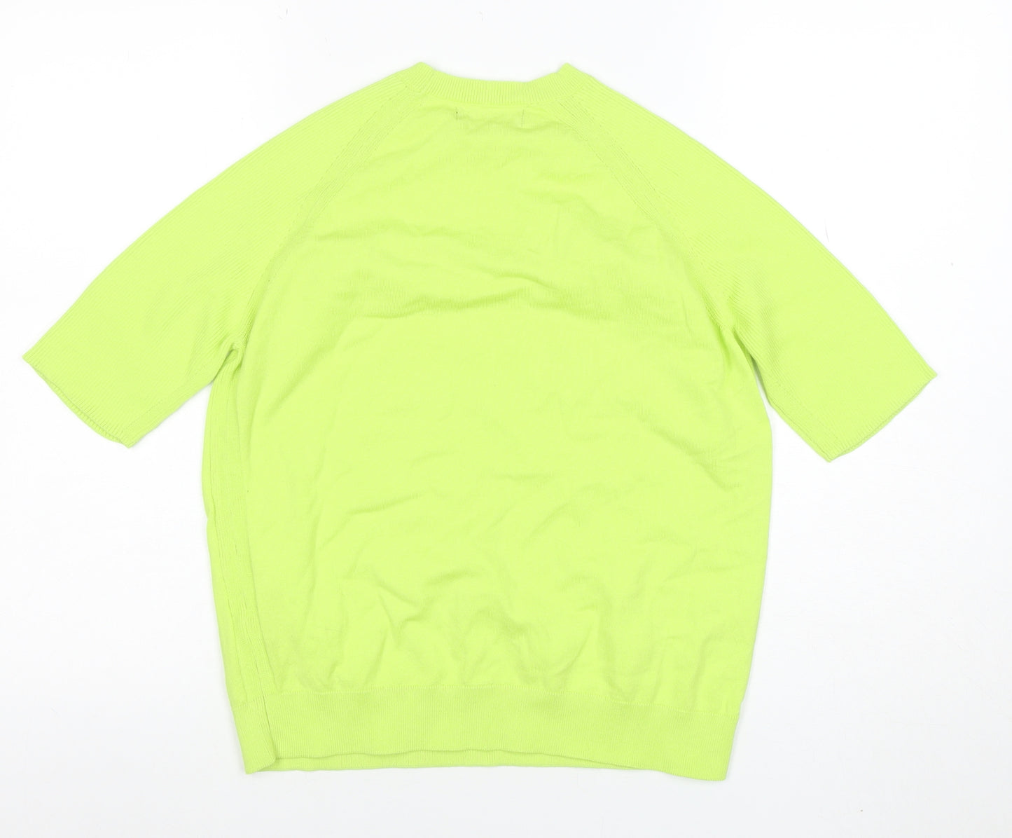 Marks and Spencer Women Green Knit Short Sleeve Crew Neck Top M
