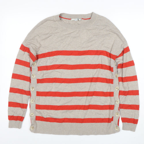 Boden Women Beige Red Striped Cotton Cashmere Jumper M