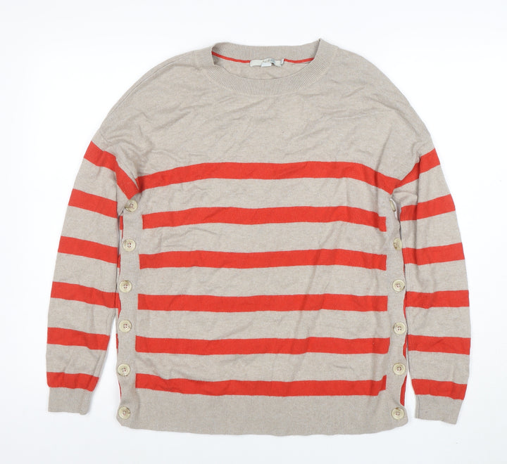 Boden Women Beige Red Striped Cotton Cashmere Jumper M