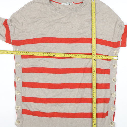 Boden Women Beige Red Striped Cotton Cashmere Jumper M