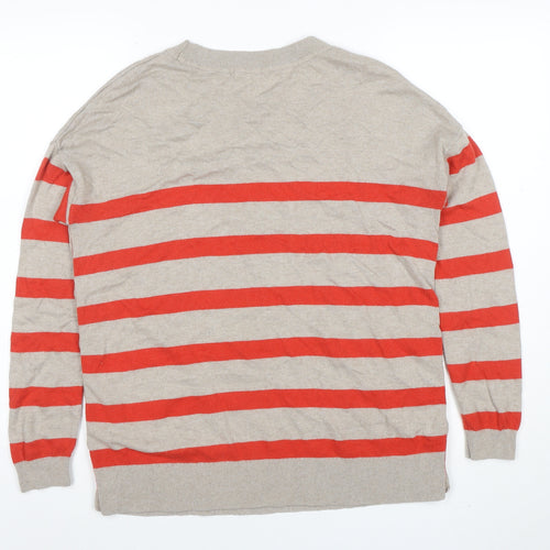 Boden Women Beige Red Striped Cotton Cashmere Jumper M