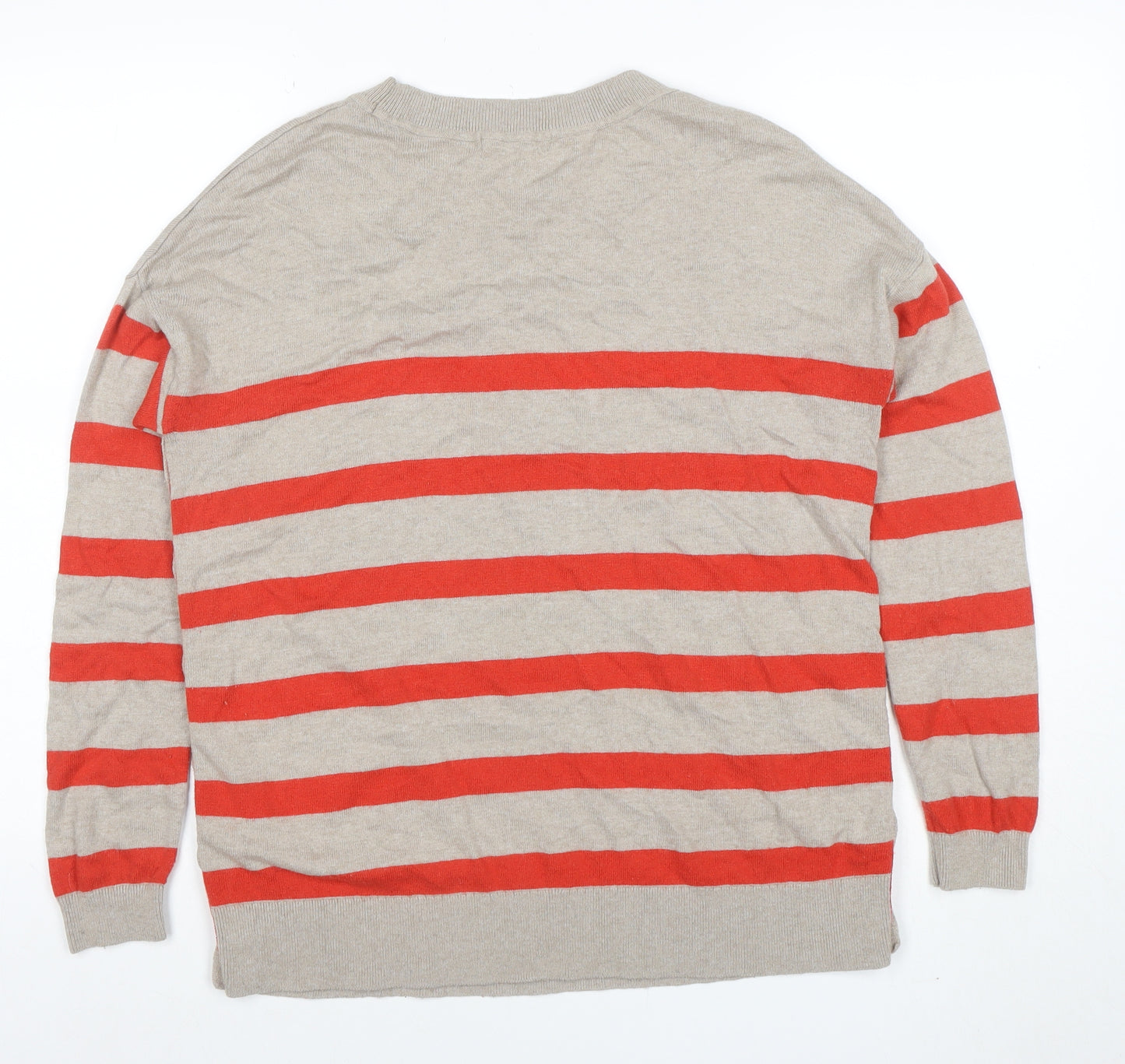 Boden Women Beige Red Striped Cotton Cashmere Jumper M