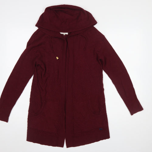 Mantaray Women's Red Hooded Knit Cardigan Size 8 Long Sleeve