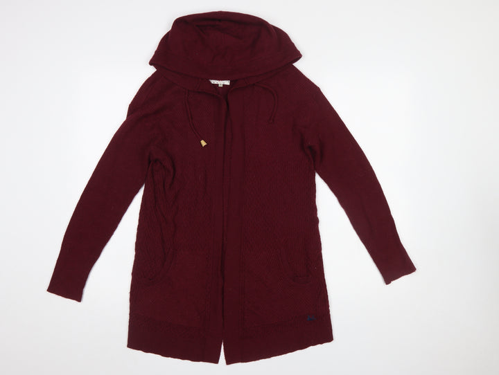 Mantaray Women's Red Hooded Knit Cardigan Size 8 Long Sleeve