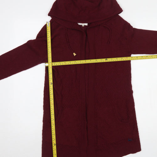 Mantaray Women's Red Hooded Knit Cardigan Size 8 Long Sleeve