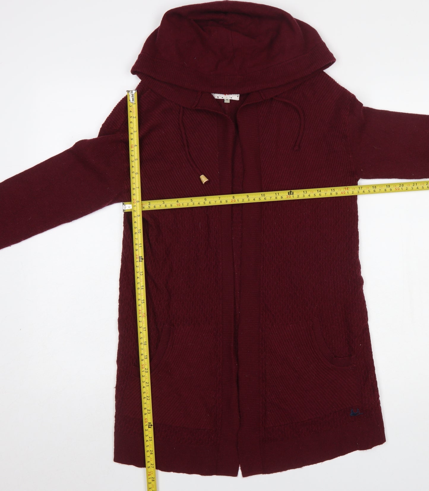 Mantaray Women's Red Hooded Knit Cardigan Size 8 Long Sleeve