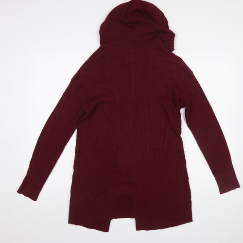 Mantaray Women's Red Hooded Knit Cardigan Size 8 Long Sleeve