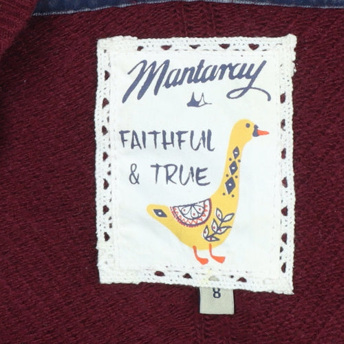 Mantaray Women's Red Hooded Knit Cardigan Size 8 Long Sleeve