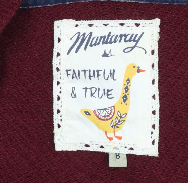 Mantaray Women's Red Hooded Knit Cardigan Size 8 Long Sleeve