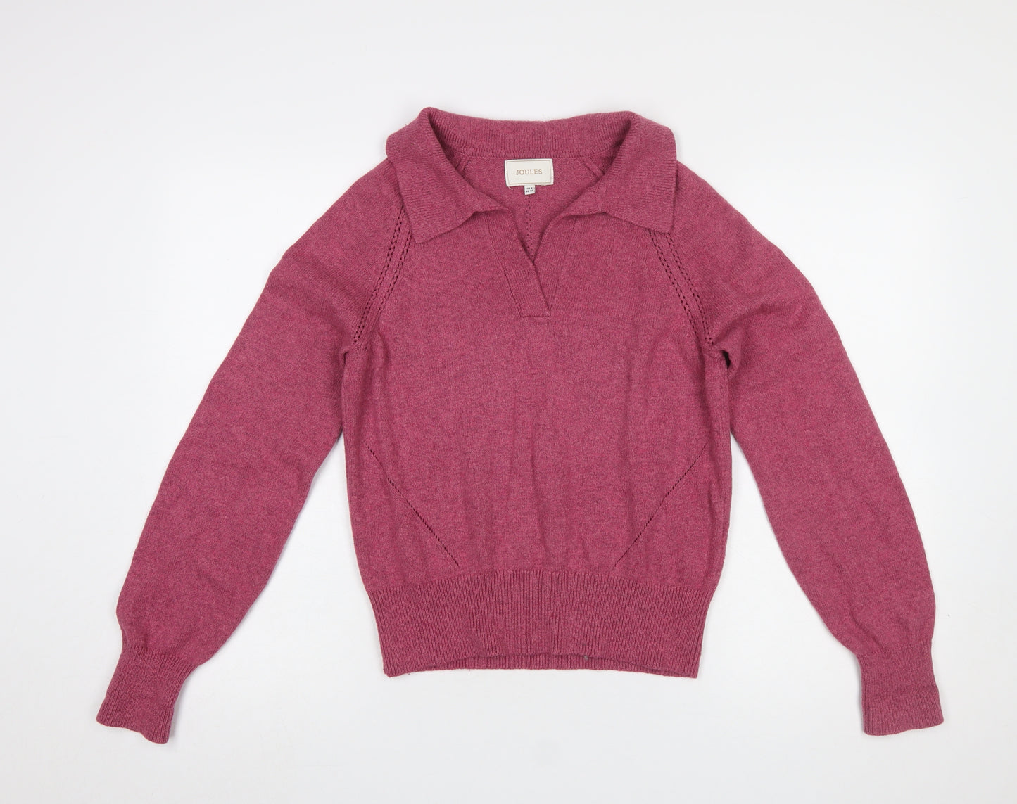 Joules Women’s Pink Wool Collared Henley Jumper Size 8