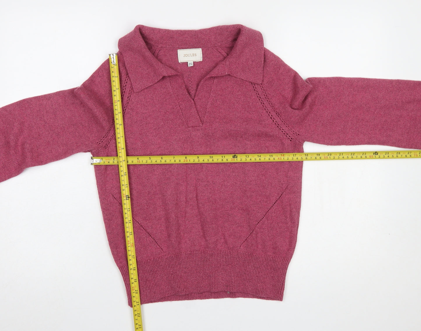 Joules Women’s Pink Wool Collared Henley Jumper Size 8