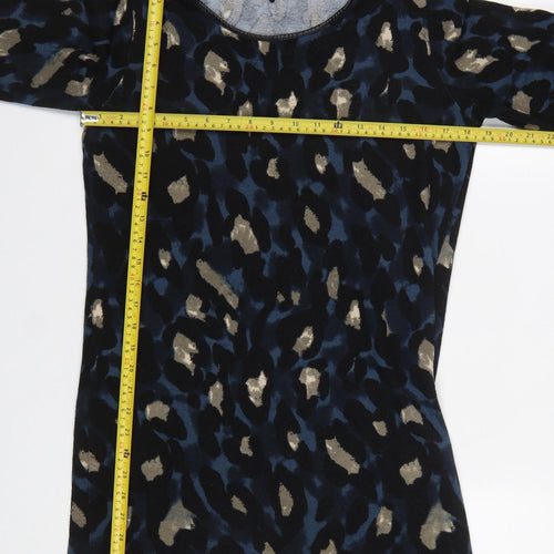 Klass Women Blue Animal Print Shift Dress Size M Long Sleeve