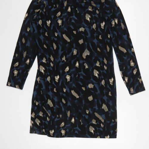 Klass Women Blue Animal Print Shift Dress Size M Long Sleeve